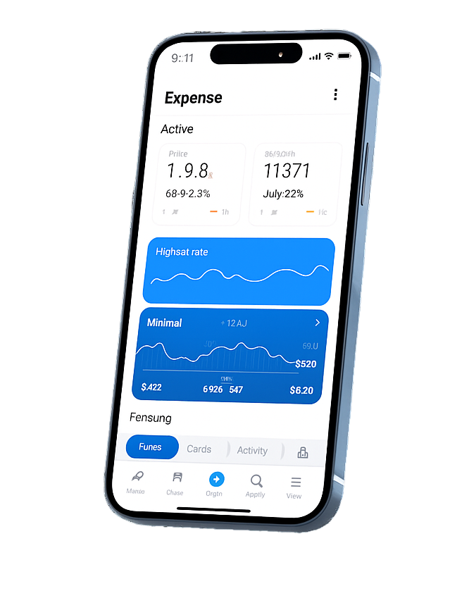 Mobile app interface showing expense tracking features
