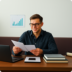 CFO reviewing financial reports